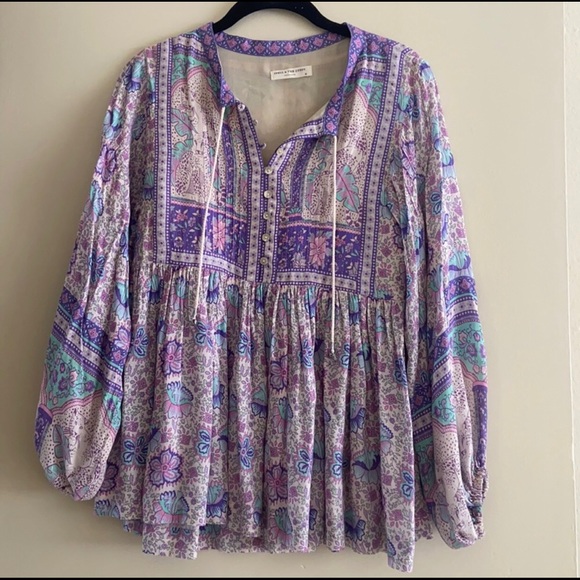 💜SOLD🐆Spell Poinciana Blouse🐆💜 - Picture 2 of 3